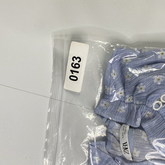 Zara Top Womens Small Blue Floral Blouse Ruffle Cuff Neck Blouse Cut‎ Out - Picture 11 of 11